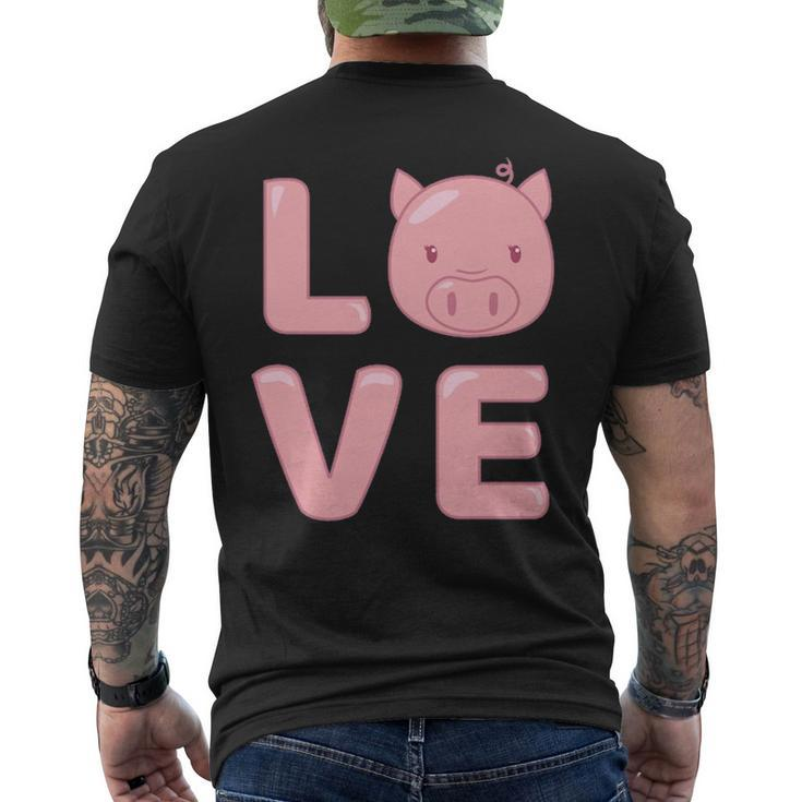 I Love Pig Face Cute Animal Men's T-shirt Back Print