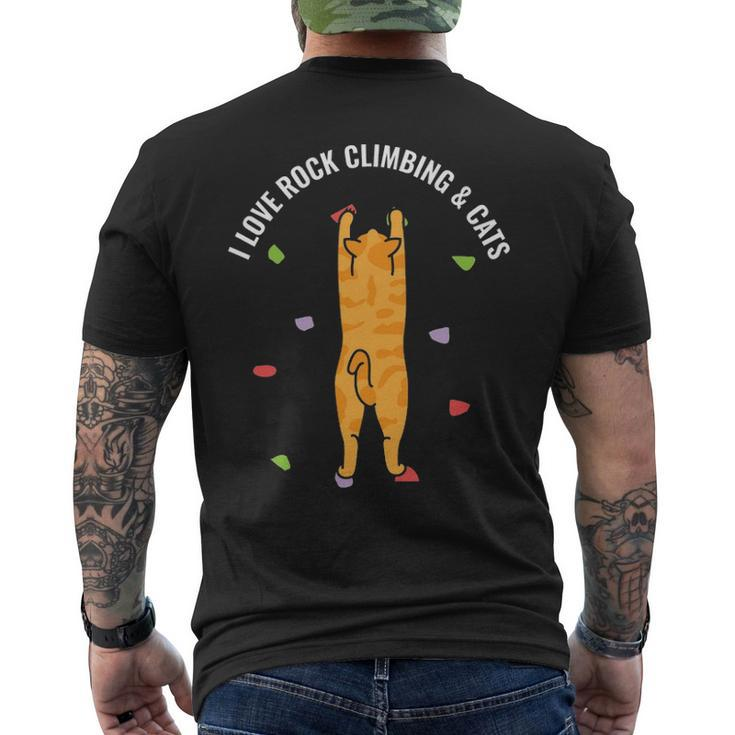 I Love Rock Climbing & Cats Cute Orange Kitty Feline Men's T-shirt Back Print