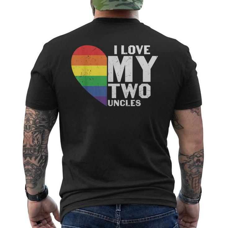 I Love My Two Uncles Family Matching Lgbtq Gay Uncle Pride Men's T-shirt Back Print