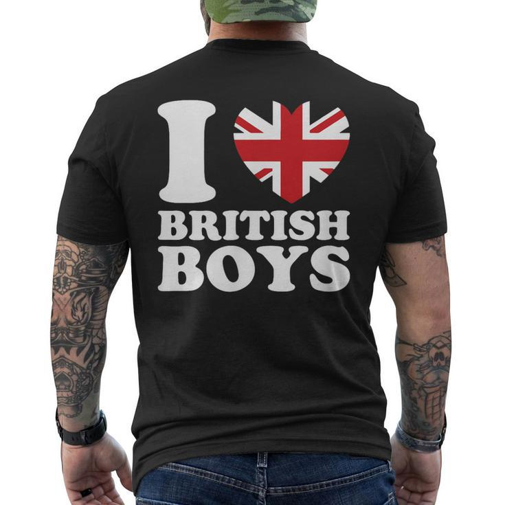 I Love The United Kingdom British Jack Flag Uk Heart Men's T-shirt Back Print