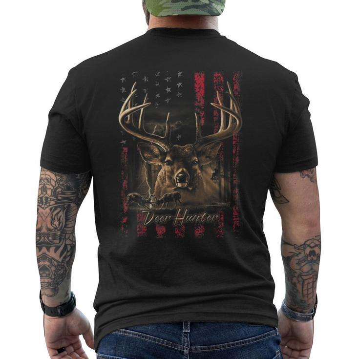 I Love Usa American Flag And Deer Hunter Men's T-shirt Back Print