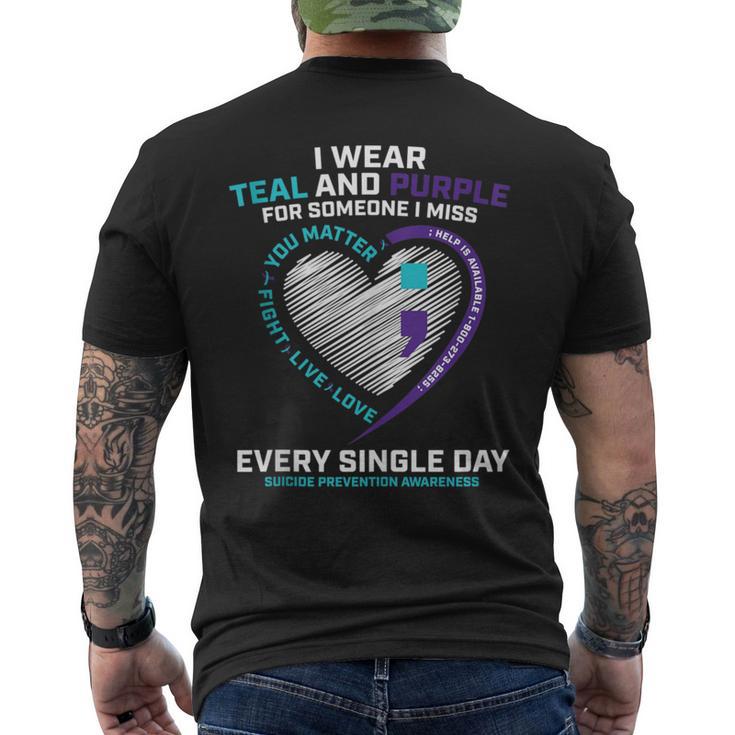 In Loving Memory Semi Colon Suicide Prevention Awareness Men's T-shirt Back Print