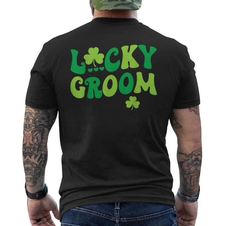 Lucky Groom Bride Couples Matching Wedding St Patrick's Day Men's T-shirt Back Print