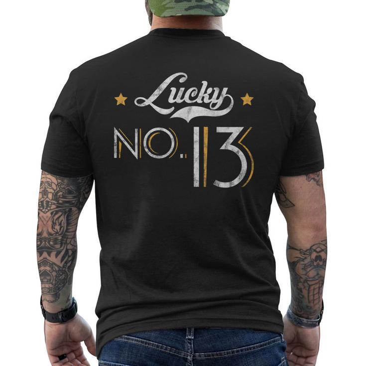 Lucky Number 13 Distressed Great Vintage Men's T-shirt Back Print