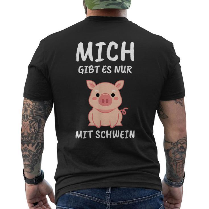 Lustiges Schweinchen Sprüche Kurzärmliges Herren-T-Kurzärmliges Herren-T-Shirt Mich Gibt Es Nur Mit Schwein – Schwarz