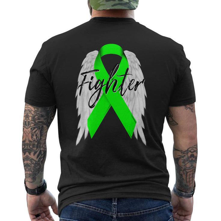 Lymphoma Cancer Fighter Lime Ribbon Angel Wingsr Men's T-shirt Back Print