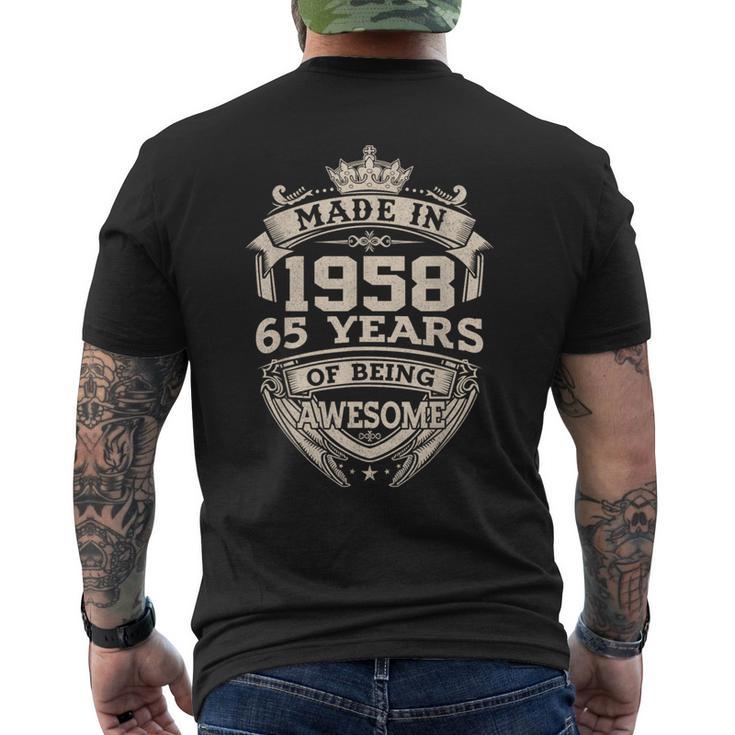 Made In 1958 65 Years Of Being Awesome Vintage 65Th Birthday Men's T-shirt Back Print