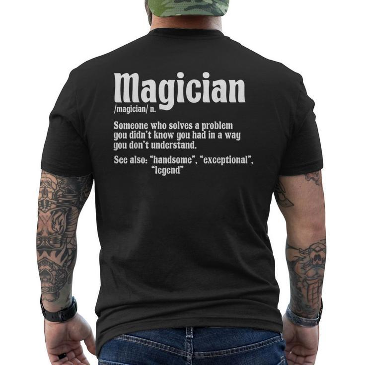 Magician Illusionist Magic Perfomer Magical Card Tricks Men's T-shirt Back Print