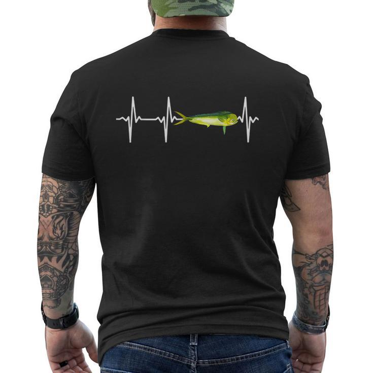 Mahi Mahi Heartbeat For Saltwater Fish Fishing Lovers Men's T-shirt Back Print