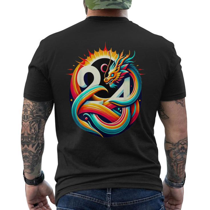 Majestic 2024 Solar Eclipse In The Year Of The Dragon Men's T-shirt Back Print