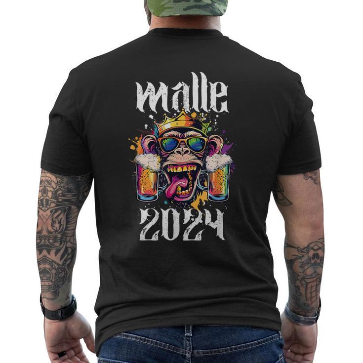 Malle 2024 Affe König Mallorca Crew Bier Urlaub Spruch T-Shirt mit Rückendruck