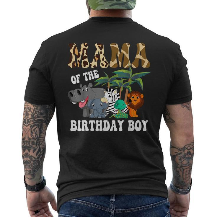 Mama Of The Birthday Boy Zoo Bday Safari Celebration Men's T-shirt Back Print