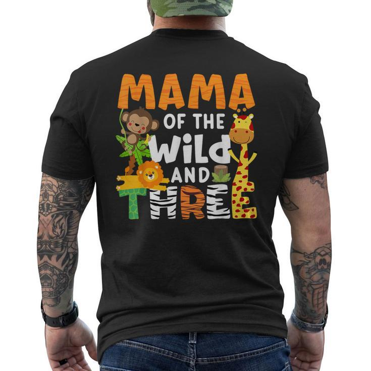 Mama Of The Wild And Three Zoo Theme Birthday Jungle Safari Men's T-shirt Back Print