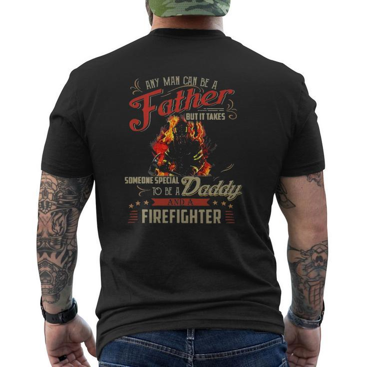 Any Man Can Be A Father Fireman Fathers Day Mens Back Print T-shirt