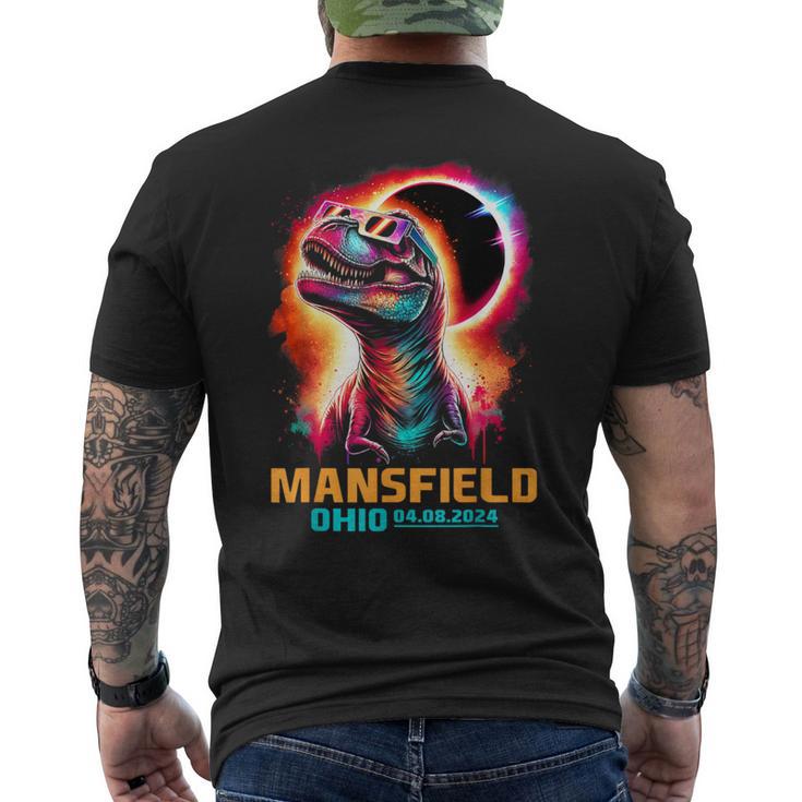 Mansfield Ohio Total Solar Eclipse 2024 T Rex Dinosaur Men's T-shirt Back Print