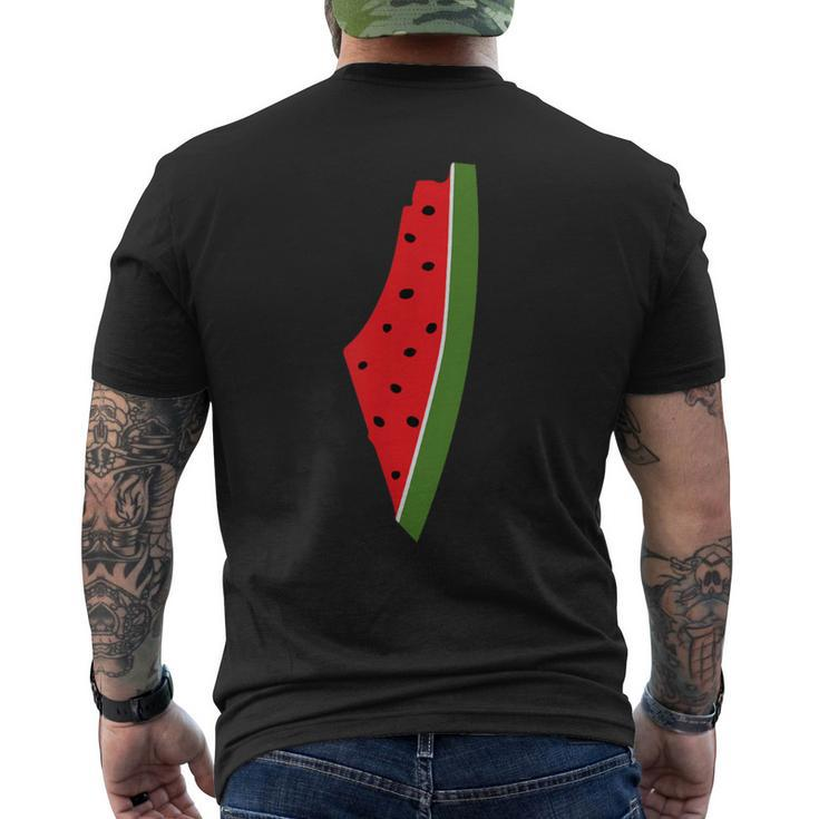 Map Of Palestine Watermelon Free Palestine Map Watermelon Men's T-shirt Back Print