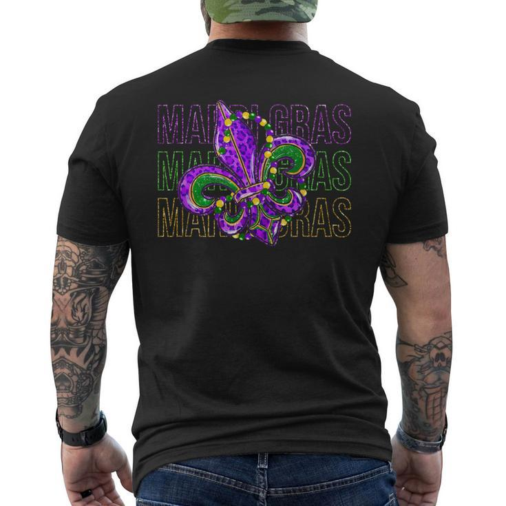 Mardi Gras Fleur De Lis Symbol Louisiana Carnival New Orlean Men's T-shirt Back Print