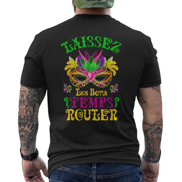 Mardi Gras Mask Let The Good Times Roll Fleur De Lis Symbol Men's T-shirt Back Print