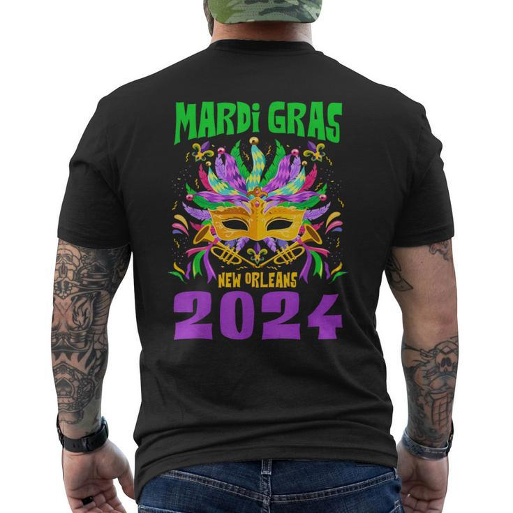 Mardi Gras New Orleans 2024 Jester Mask Matching Group Women Men's T-shirt Back Print