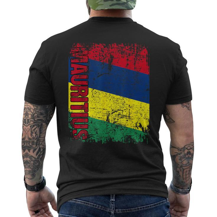Mauritius Flag Vintage Distressed Mauritius Men's T-shirt Back Print