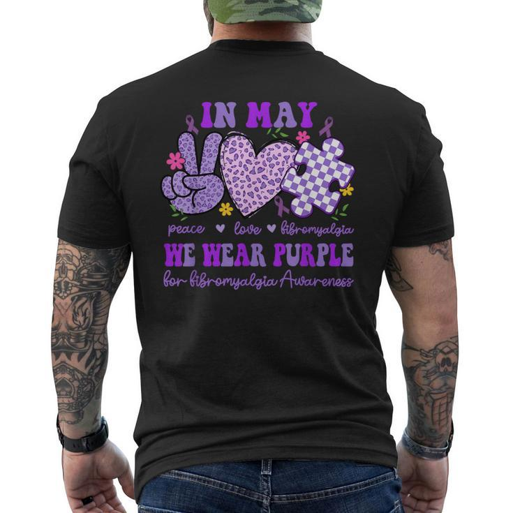 In May We Wear Purple For Fibromyalgia Awareness Peace Love Men's T-shirt Back Print