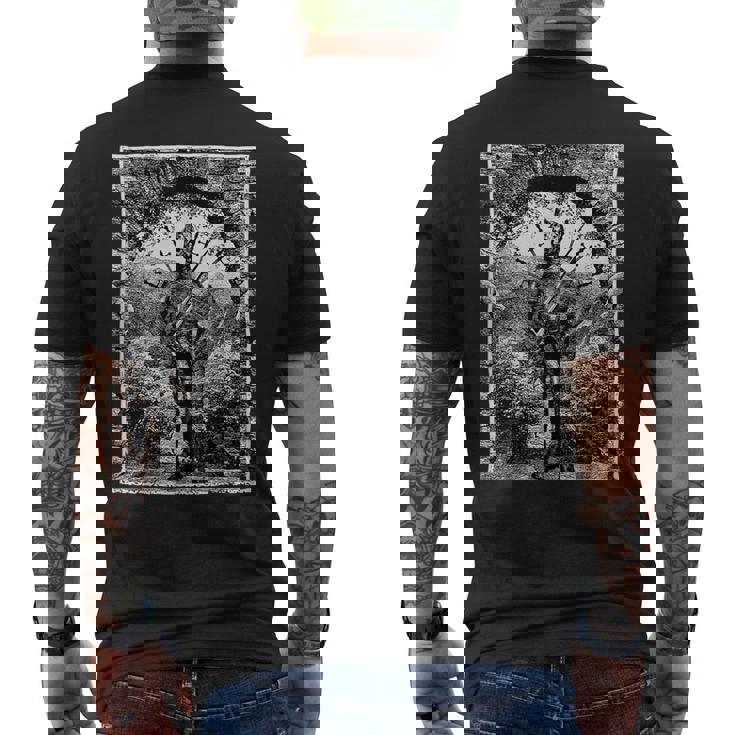Medieval Oculto Guerrero Esqueleto Grungy Arte Estético Oscuro Camiseta Hombre Estampado Espalda