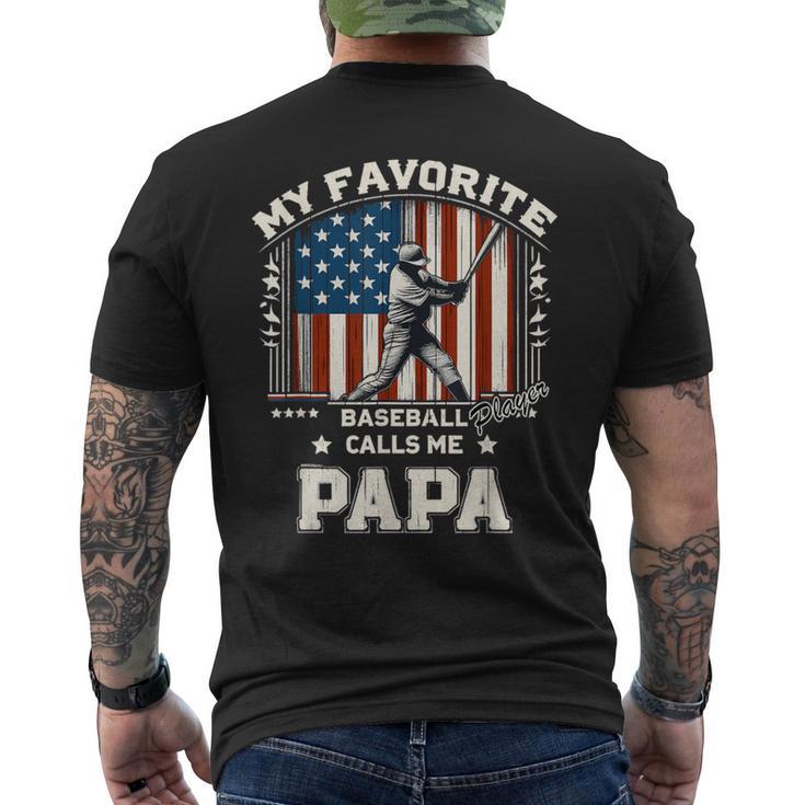 Mein Lieblings-Baseballspieler Nennt Mich Papa American Flag Dad T-Shirt mit Rückendruck