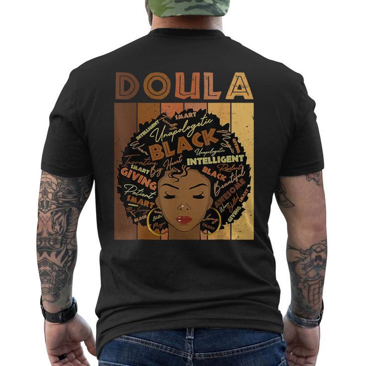 Melanin Doula African Pride Afro Hair Black History Month Men's T-shirt Back Print