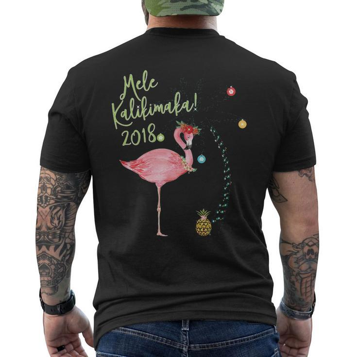 Mele Kalikimaka Flamingo Hawaii Men's T-shirt Back Print