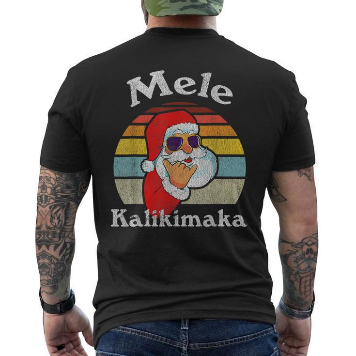 Mele Kalikimaka Retro Christmas Santa Shaka Hawaii V2 Mens Back Print T-shirt
