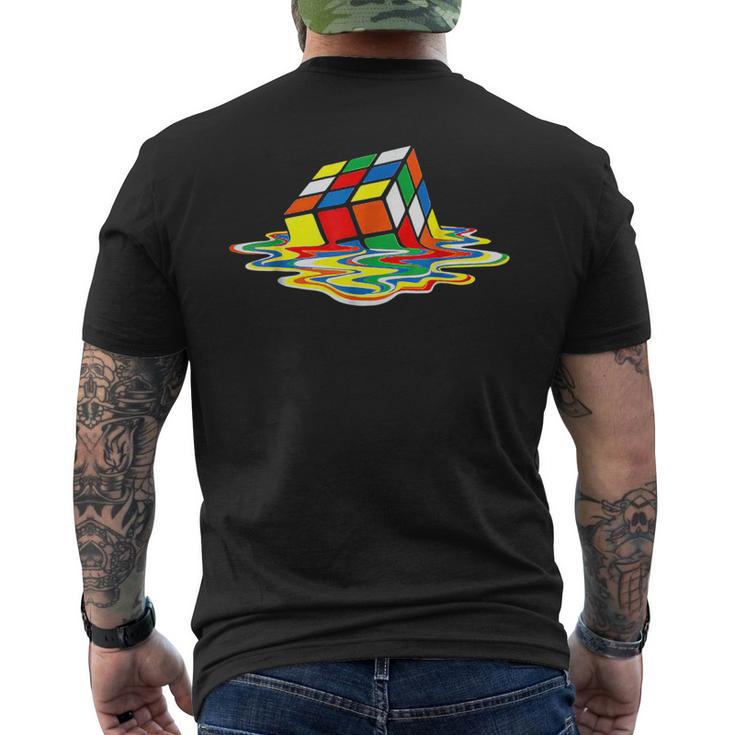 Melting Cube Speed Cubing Vintage Puzzle Youth Math Men's T-shirt Back Print