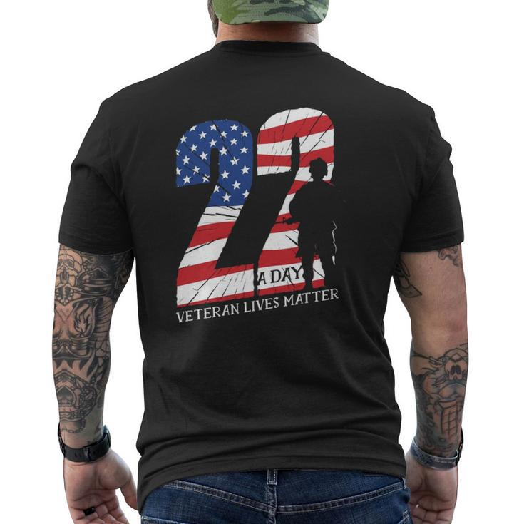 Memorial 22 A Day Veteran Lives Matter Mens Back Print T-shirt