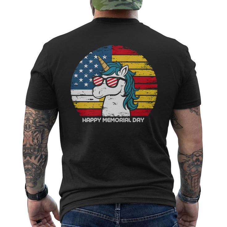 Memorial Day Fathers Vintage Usa Unicorn 4Th Of July Men's T-shirt Back Print