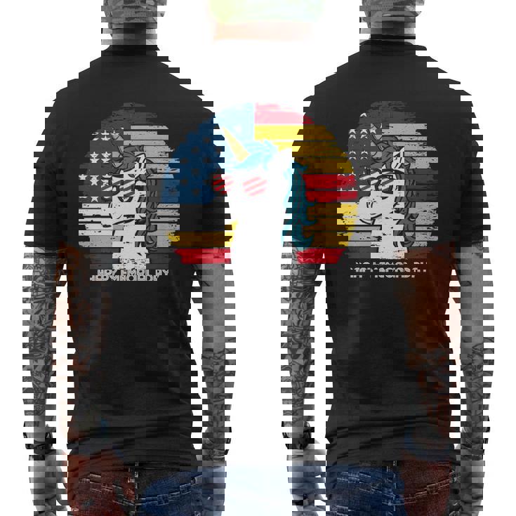 Memorial Day Fathers Vintage Usa Unicorn 4Th Of July Men's T-shirt Back Print