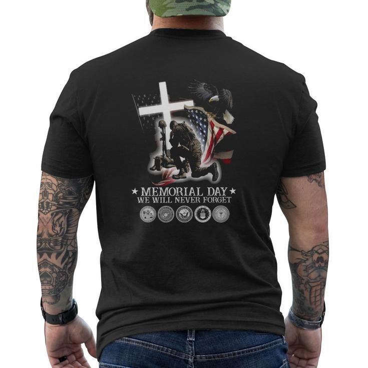 Memorial Day We Will Never Forget For Them Veteran Days Mens Back Print T-shirt