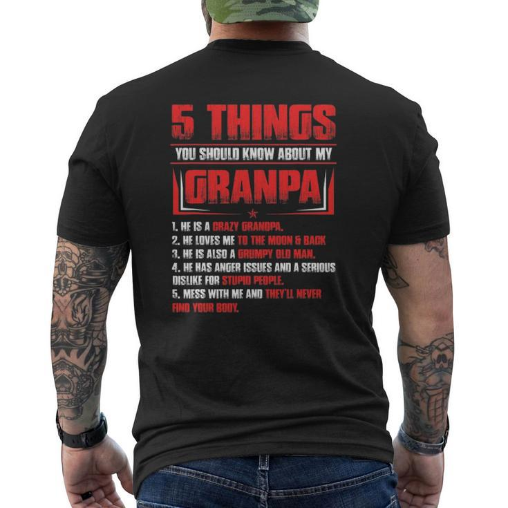 Mens 5 Things You Should Know About My Grandpa Father's Day Mens Back Print T-shirt