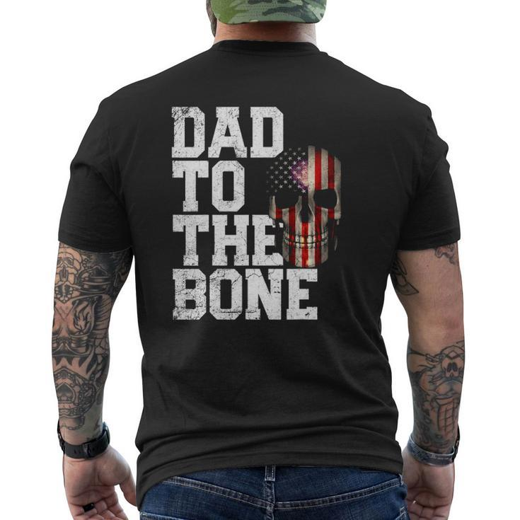 Mens American Flag Skull 4Th Of July Dad Father's Day Mens Back Print T-shirt
