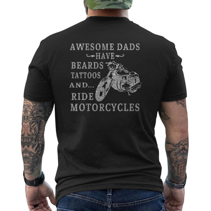 Mens Awesome Dads Have Tattoo Beards Ride Motorcycles Father's Day Mens Back Print T-shirt