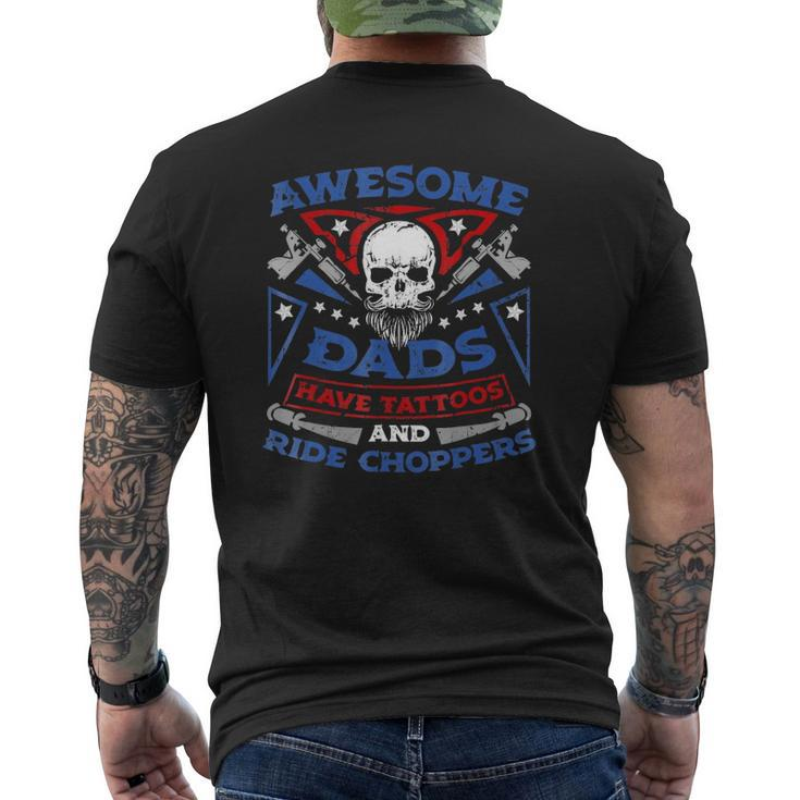 Mens Awesome Dads Have Tattoos And Ride Choppers Mens Back Print T-shirt