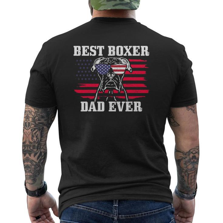 Mens Best Boxer Dad Ever Dog Patriotic 4Th Of July American Flag Mens Back Print T-shirt