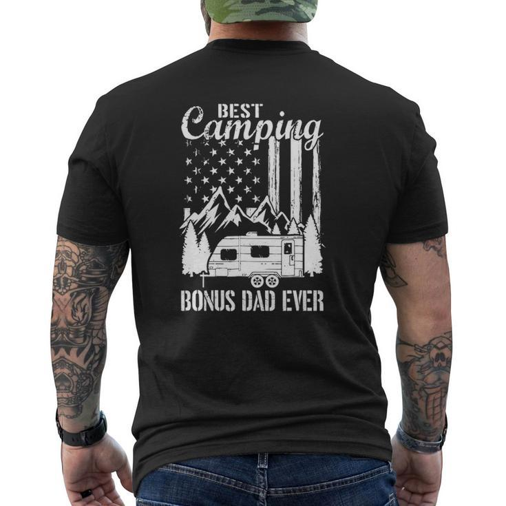 Mens Best Camping Bonus Dad Ever American Flag Daddy Son Daughter Mens Back Print T-shirt