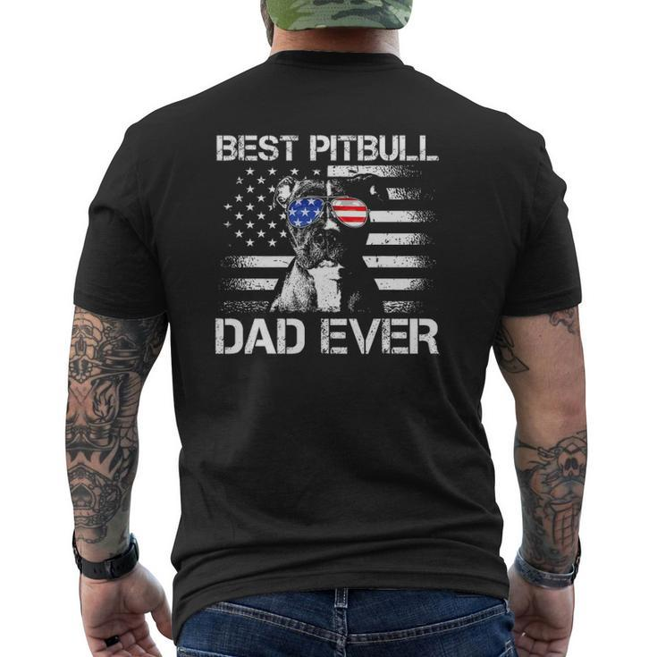 Mens Best Pitbull Dad Ever American Flag 4Th Of July Mens Back Print T-shirt