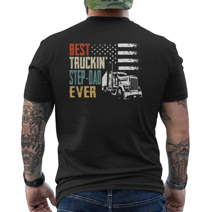 Mens Best Trucking Step-Dad Ever Big Rig Trucker Truckin Mens Back Print T-shirt