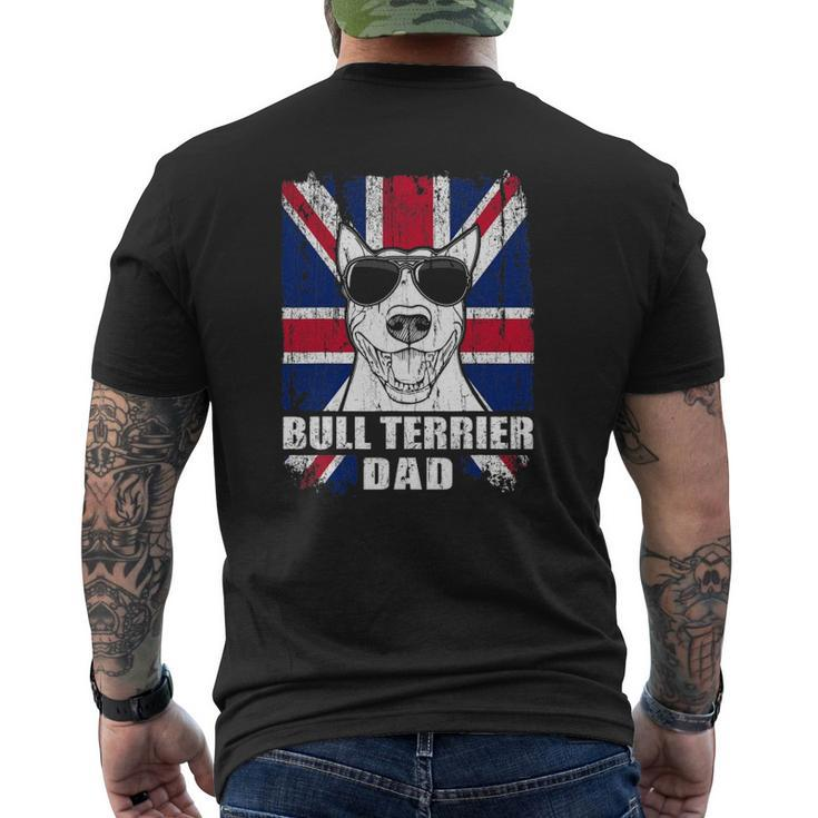 Mens Bull Terrier Dad Cool Uk Flag Vintage Retro Mens Back Print T-shirt