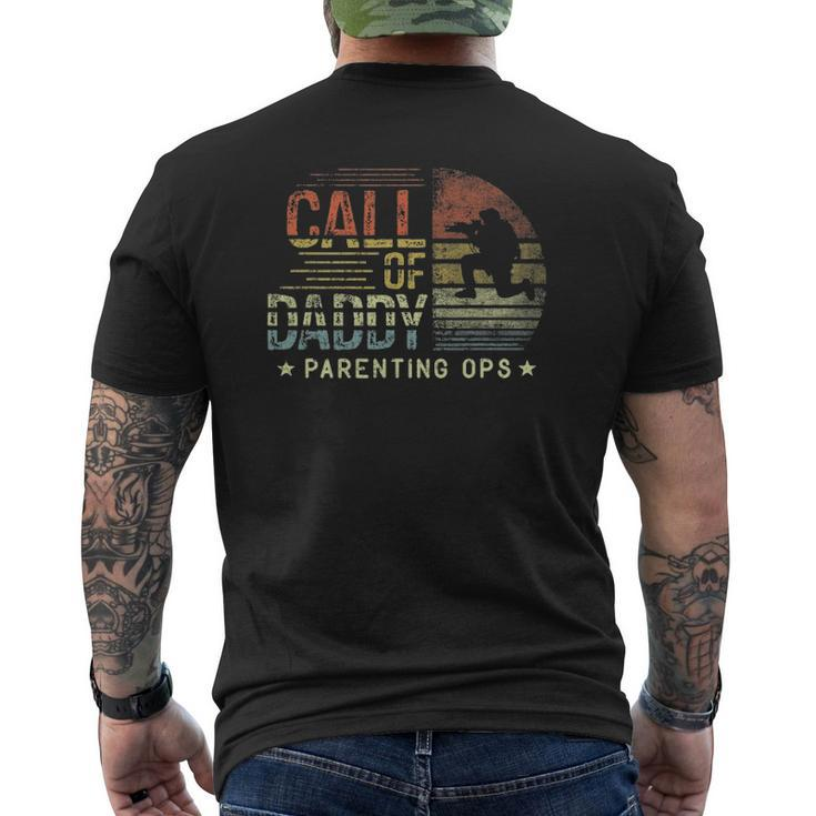 Mens Call Of Daddy Parenting Ops For Men Gamer Retro Mens Back Print T-shirt