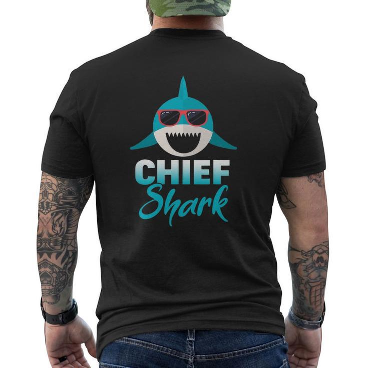 Mens Chief Shark Wearing Cool Sunglasses Grandpa Mens Back Print T-shirt