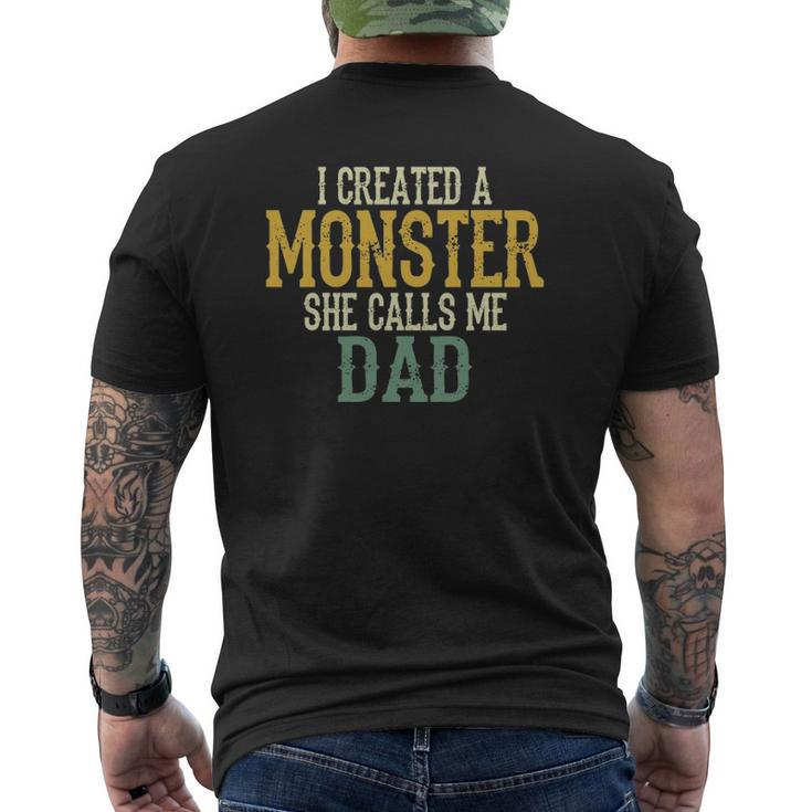 Mens I Created A Monster She Calls Me Dad Vintage Sunset Mens Back Print T-shirt