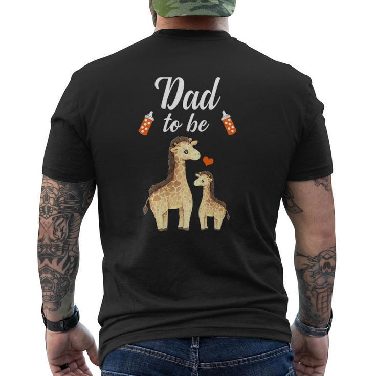 Mens Dad To Be Giraffe Baby Shower Cute Animal Mens Back Print T-shirt