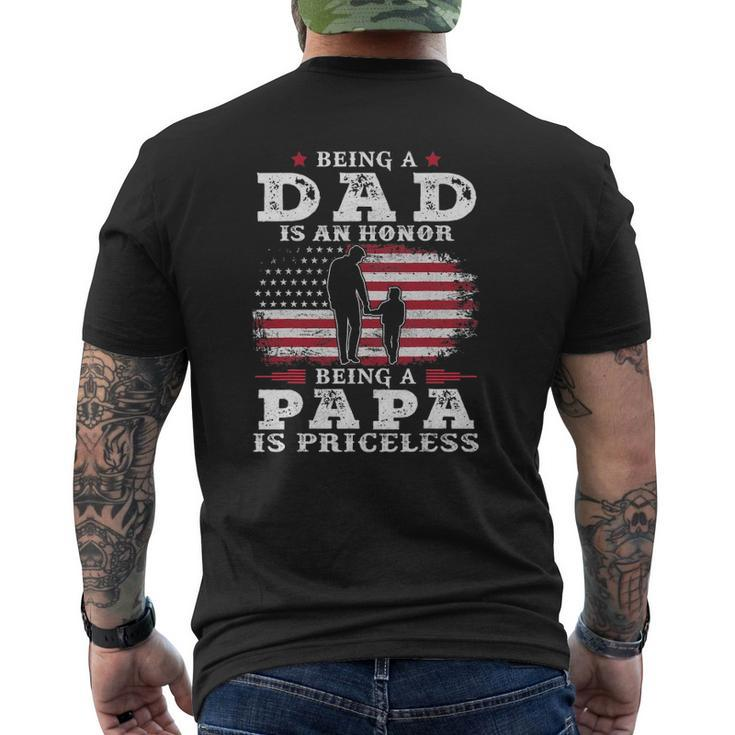 Mens Being Dad Is An Honor Being Papa Is Priceless Usa Flag Mens Back Print T-shirt