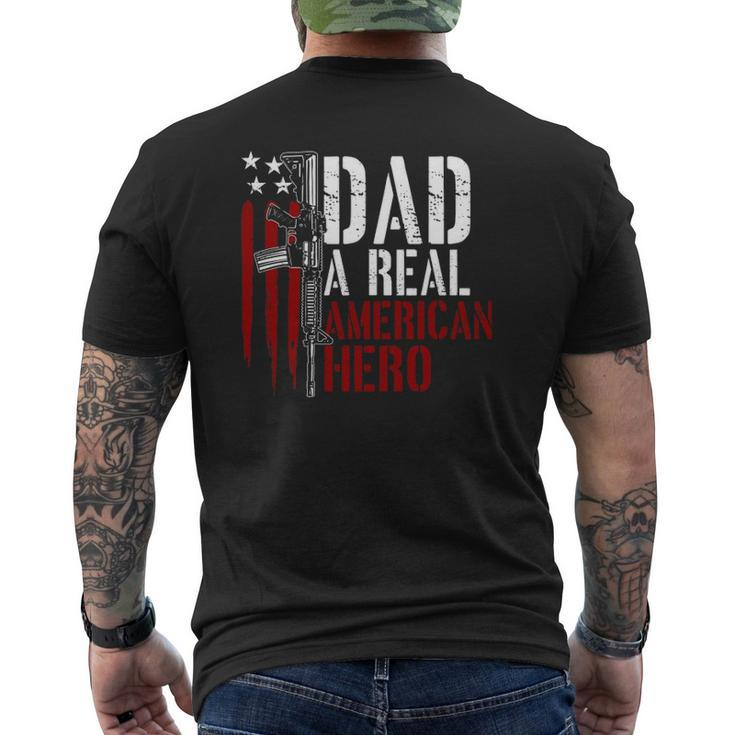Mens Dad A Real American Hero Daddy Gun Rights Ar-15 Ver2 Mens Back Print T-shirt